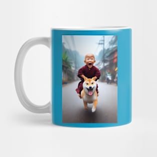 dog racing monk Mug